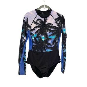 Beach House Sport Womens Sz S Beach Sculpt Long Sleeve Zip Front Swimsuit Paddle